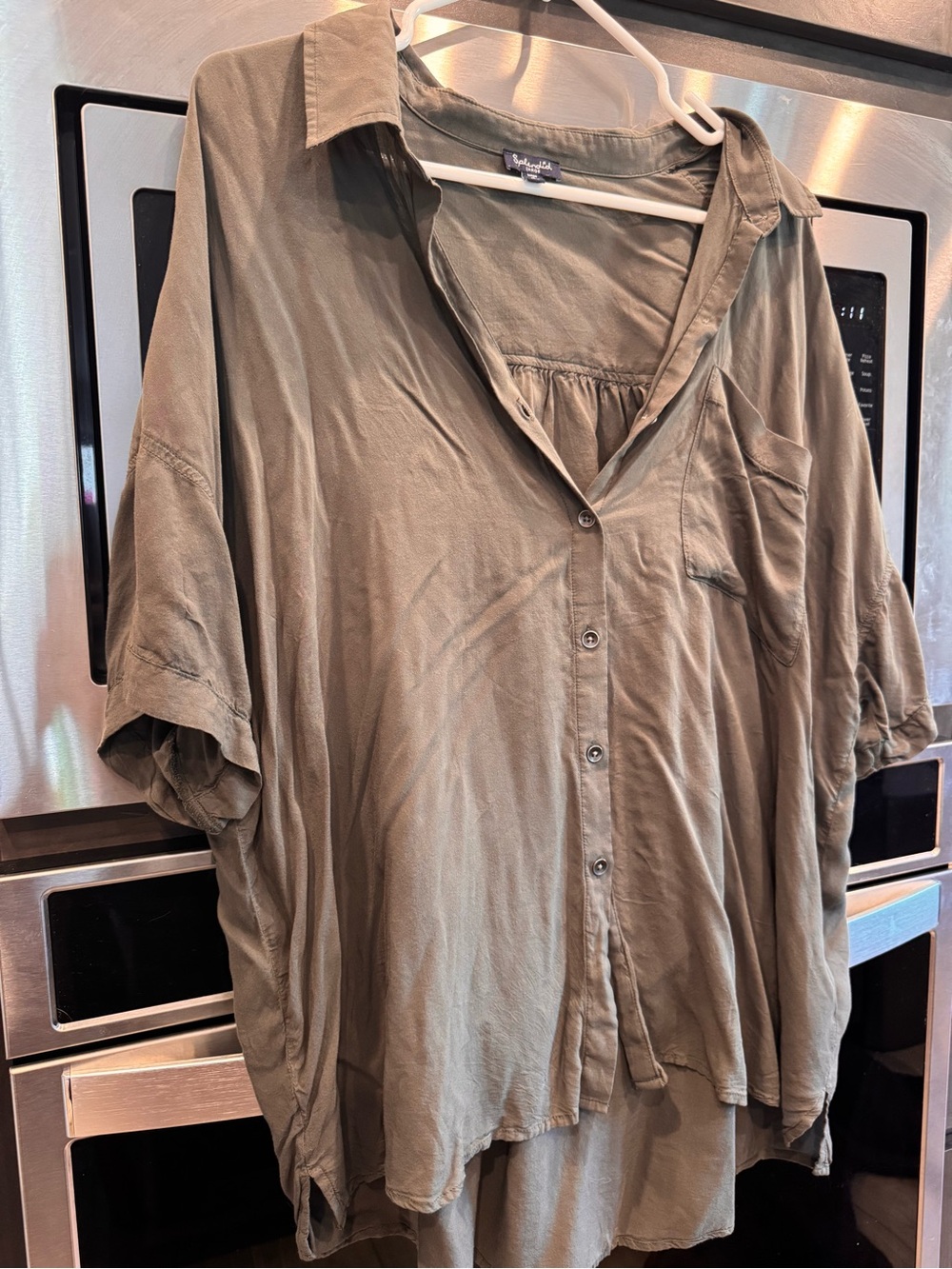 Oversized women’s Button-Up Shirt - Olive Green